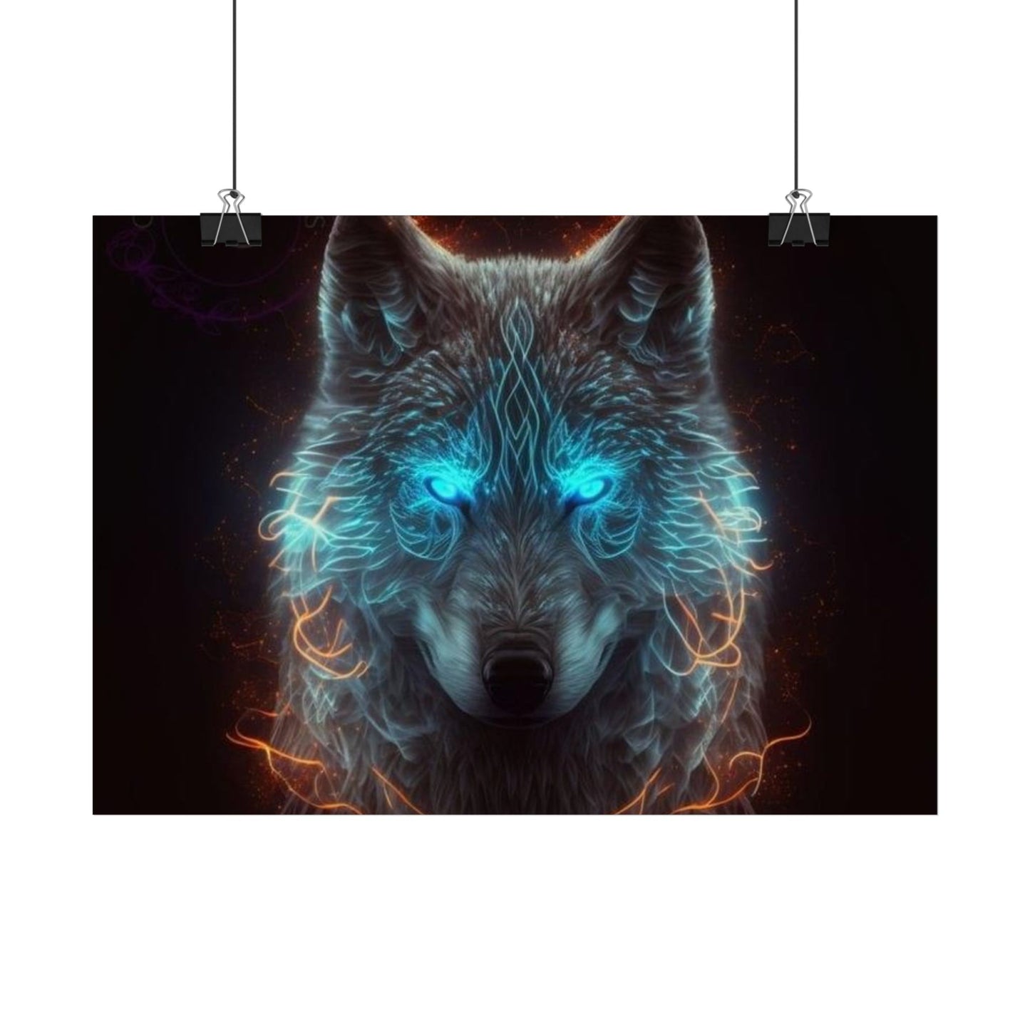 poster "loup feu yeux bleu"