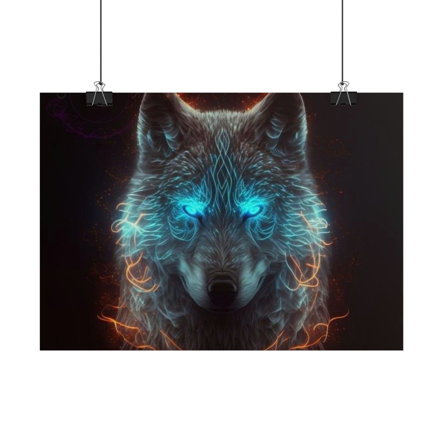 poster "loup feu yeux bleu"