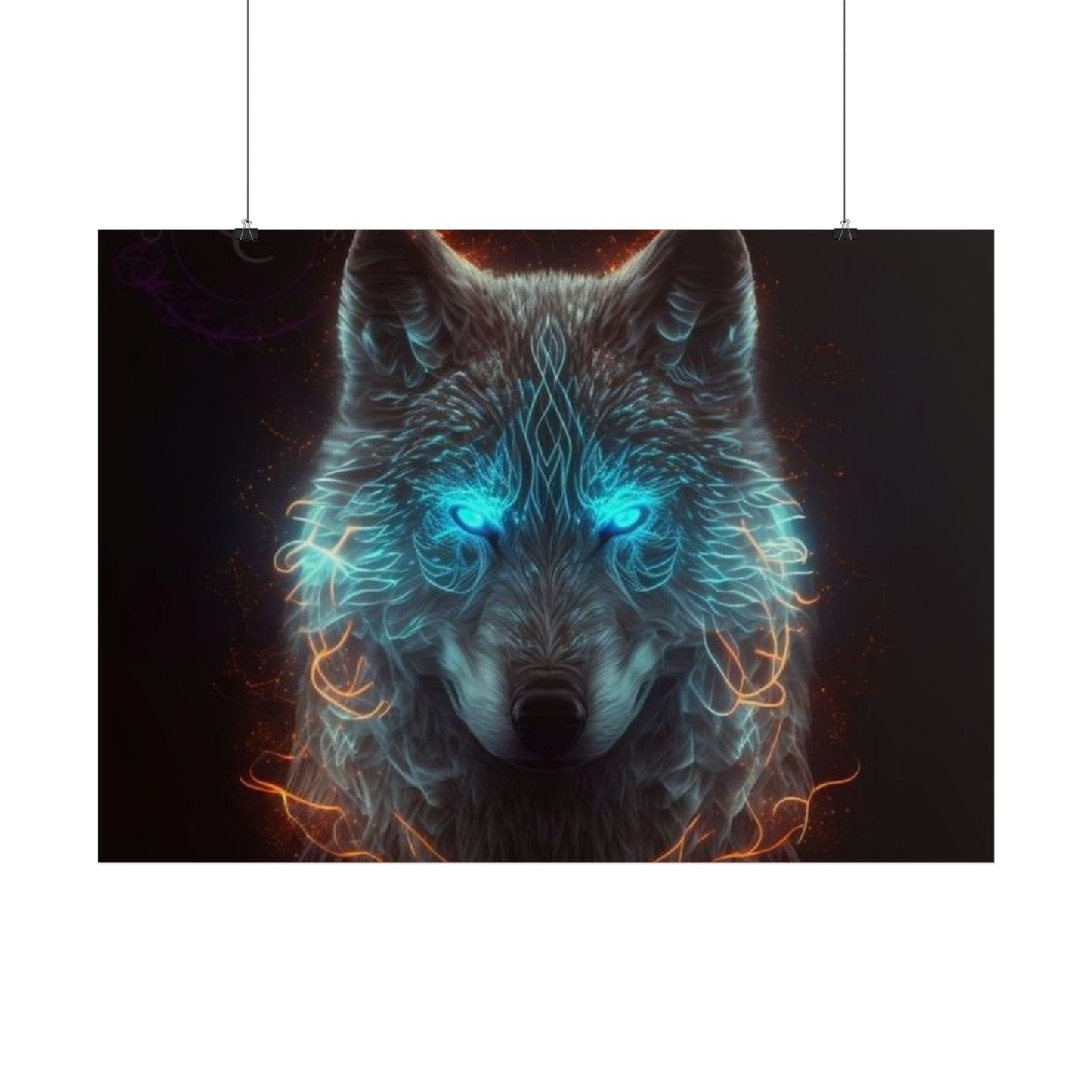 poster "loup feu yeux bleu"