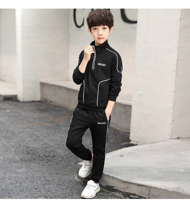 Ensemble de vêtements pour garçons et adolescents, 2 pièces, sweat-shirt et pantalon avec lettres, à la mode, survêtement pour enfants de 4-12 ans, printemps-automne