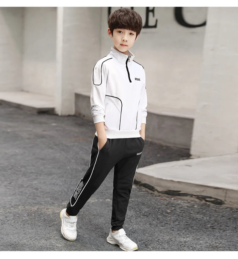 Ensemble de vêtements pour garçons et adolescents, 2 pièces, sweat-shirt et pantalon avec lettres, à la mode, survêtement pour enfants de 4-12 ans, printemps-automne