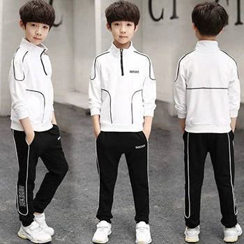Ensemble de vêtements pour garçons et adolescents, 2 pièces, sweat-shirt et pantalon avec lettres, à la mode, survêtement pour enfants de 4-12 ans, printemps-automne