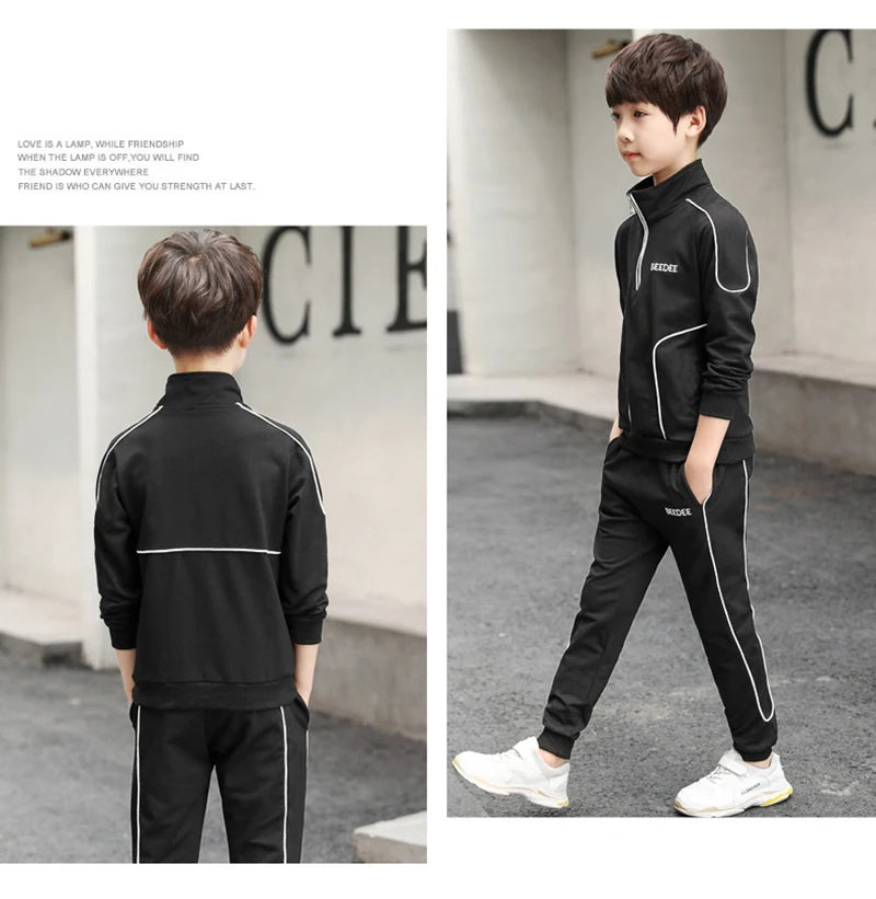 Ensemble de vêtements pour garçons et adolescents, 2 pièces, sweat-shirt et pantalon avec lettres, à la mode, survêtement pour enfants de 4-12 ans, printemps-automne