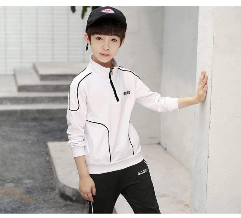 Ensemble de vêtements pour garçons et adolescents, 2 pièces, sweat-shirt et pantalon avec lettres, à la mode, survêtement pour enfants de 4-12 ans, printemps-automne