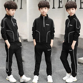 Ensemble de vêtements pour garçons et adolescents, 2 pièces, sweat-shirt et pantalon avec lettres, à la mode, survêtement pour enfants de 4-12 ans, printemps-automne