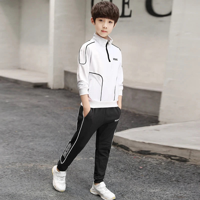 Ensemble de vêtements pour garçons et adolescents, 2 pièces, sweat-shirt et pantalon avec lettres, à la mode, survêtement pour enfants de 4-12 ans, printemps-automne