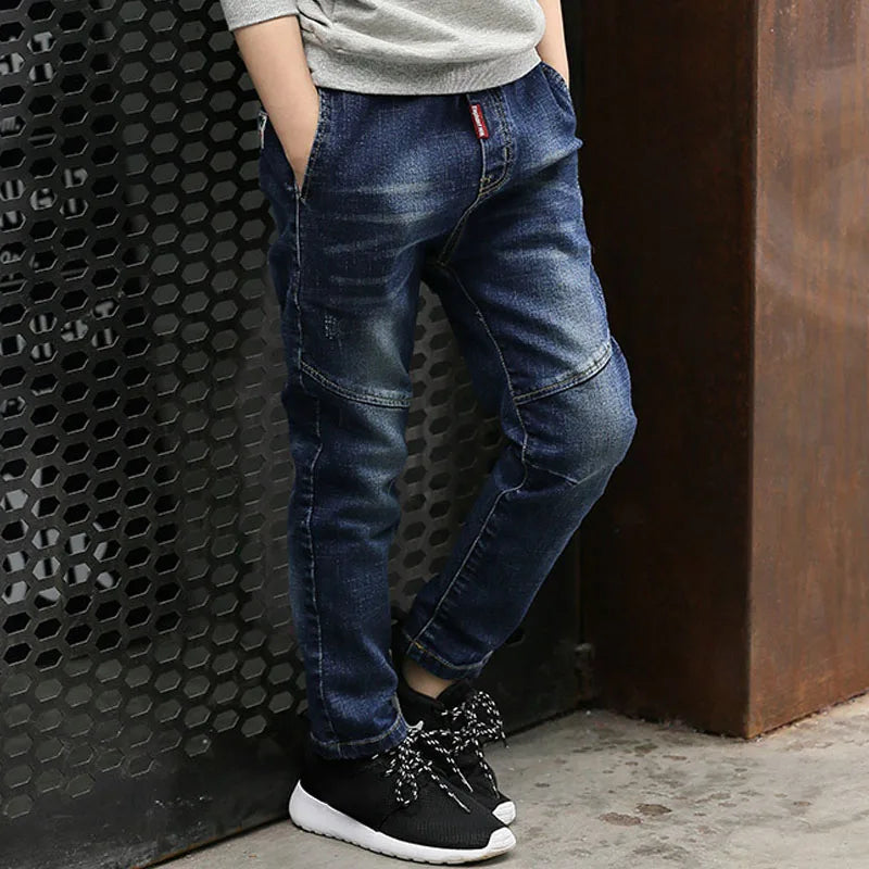 DIIMUU 4-11 ans garçons vêtements Slim droit jean jeunes pantalons enfants bébé enfants Denim vêtements pantalon taille élastique bas