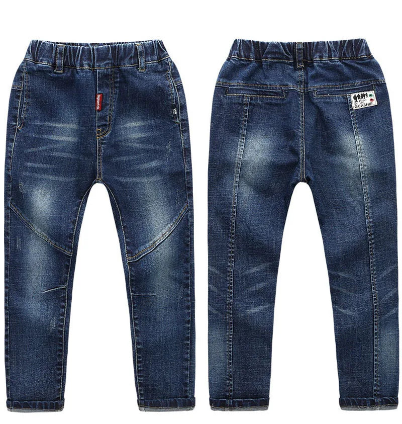 DIIMUU 4-11 ans garçons vêtements Slim droit jean jeunes pantalons enfants bébé enfants Denim vêtements pantalon taille élastique bas