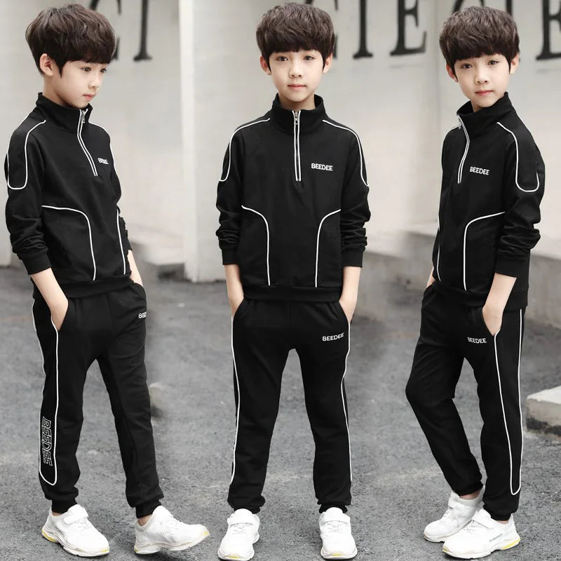 Ensemble de vêtements pour garçons et adolescents, 2 pièces, sweat-shirt et pantalon avec lettres, à la mode, survêtement pour enfants de 4-12 ans, printemps-automne