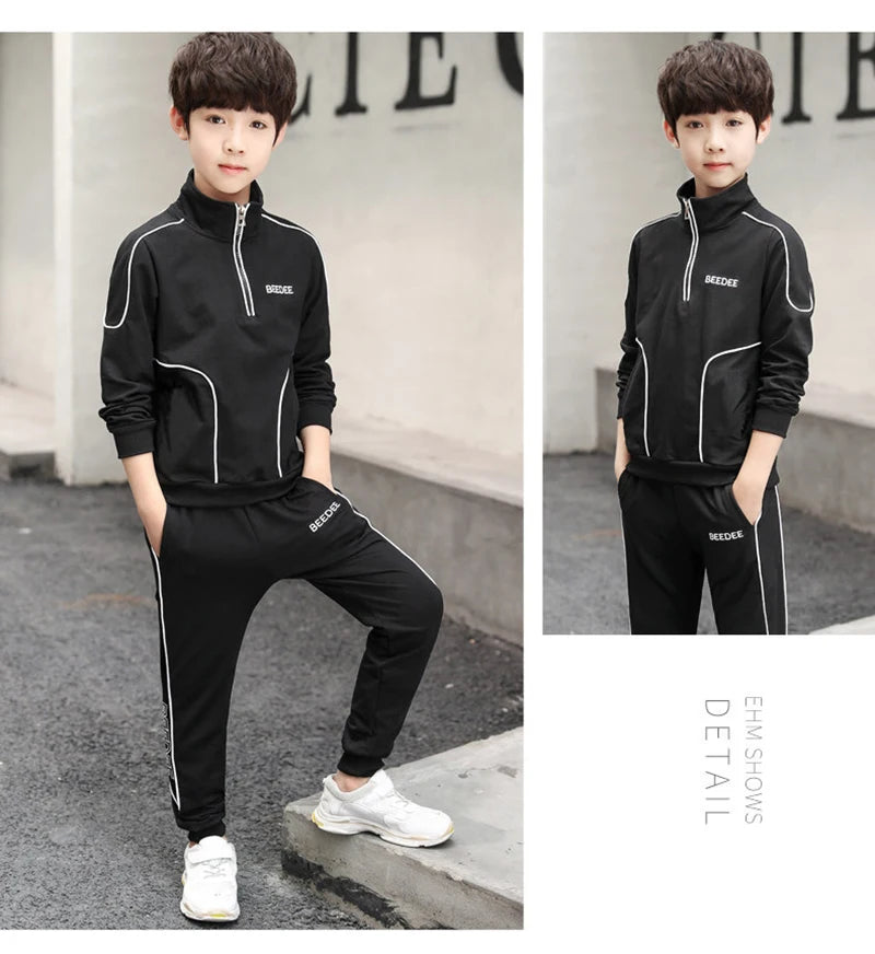 Ensemble de vêtements pour garçons et adolescents, 2 pièces, sweat-shirt et pantalon avec lettres, à la mode, survêtement pour enfants de 4-12 ans, printemps-automne