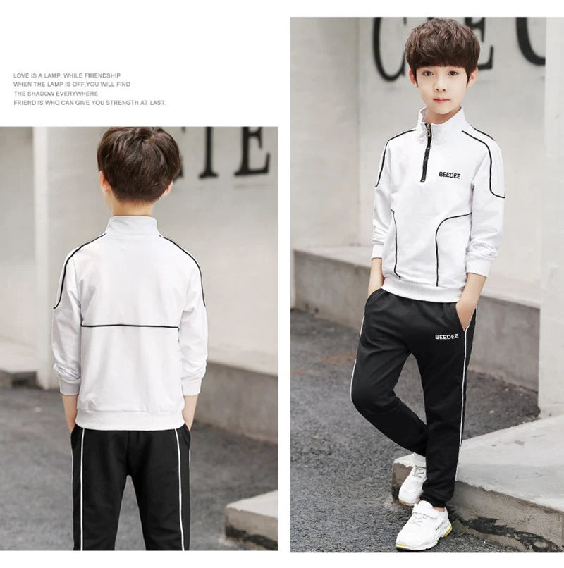 Ensemble de vêtements pour garçons et adolescents, 2 pièces, sweat-shirt et pantalon avec lettres, à la mode, survêtement pour enfants de 4-12 ans, printemps-automne