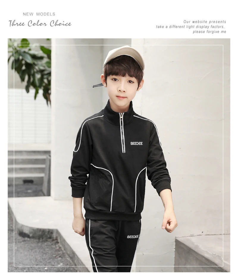 Ensemble de vêtements pour garçons et adolescents, 2 pièces, sweat-shirt et pantalon avec lettres, à la mode, survêtement pour enfants de 4-12 ans, printemps-automne