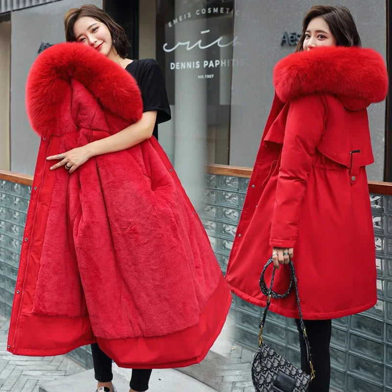 Épais chaud hiver Parkas manteau femmes veste d'hiver doublure de fourrure grande taille 6XL à capuche femme longue Parkas vêtements de neige vêtements rembourrés