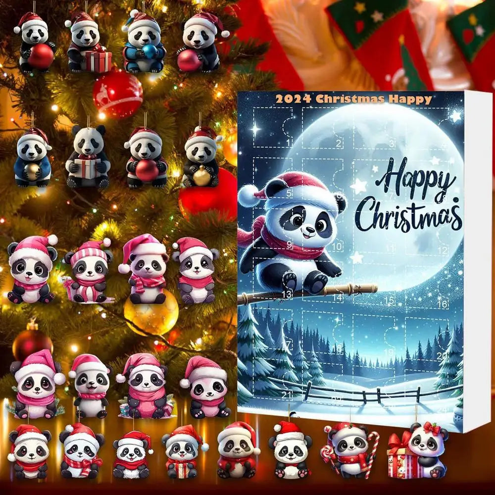 2024 Christmas Advent Calendar, Toy Gift Box, Panda Ornament, Christmas Tree Decoration, Dachshund Ornaments for Holiday Party