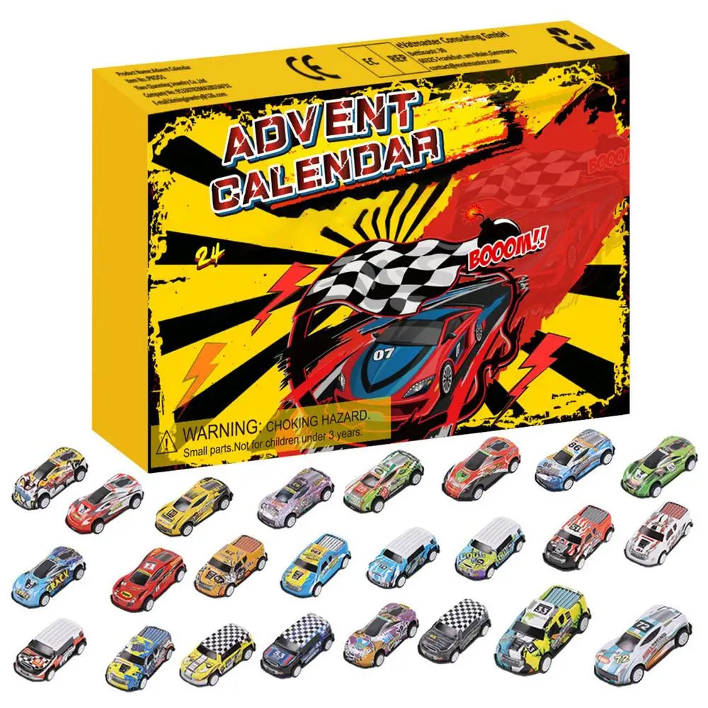 Boîte de calendrier de l'avent 24 jours, 24 pièces, Mini voiture , jouets, calendrier de compte à rebours de noël, cadeaux de noël pour garçons et filles