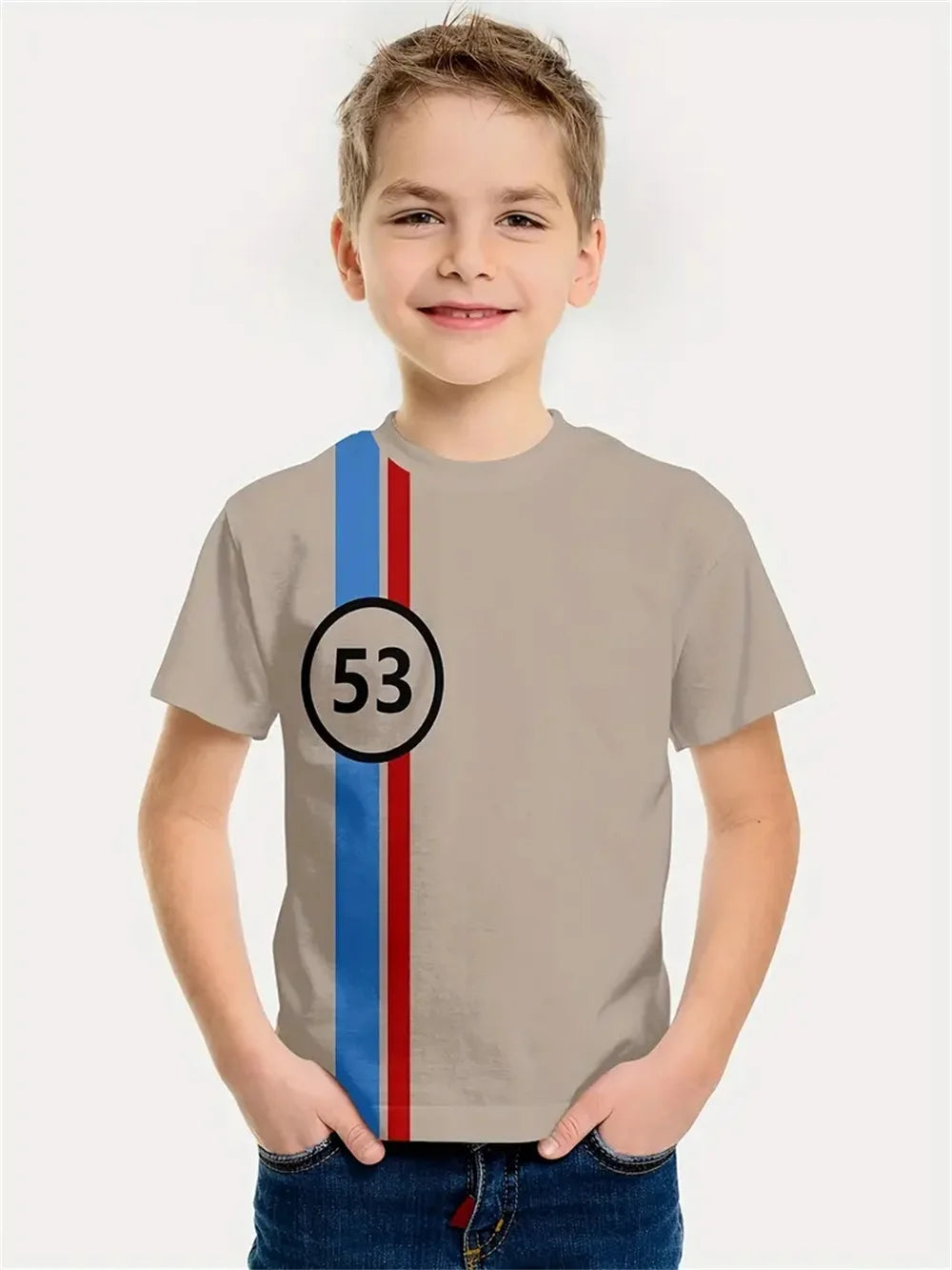 T-shirt manches courtes pour enfants, avec lettres simples imprimées en 3d, à la mode, pour garçons