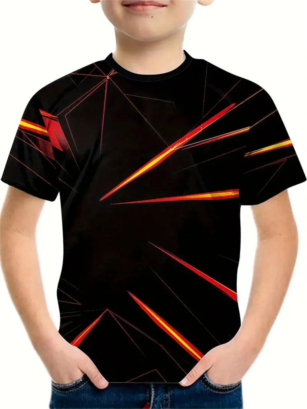 T-shirt manches courtes pour enfants, avec lettres simples imprimées en 3d, à la mode, pour garçons