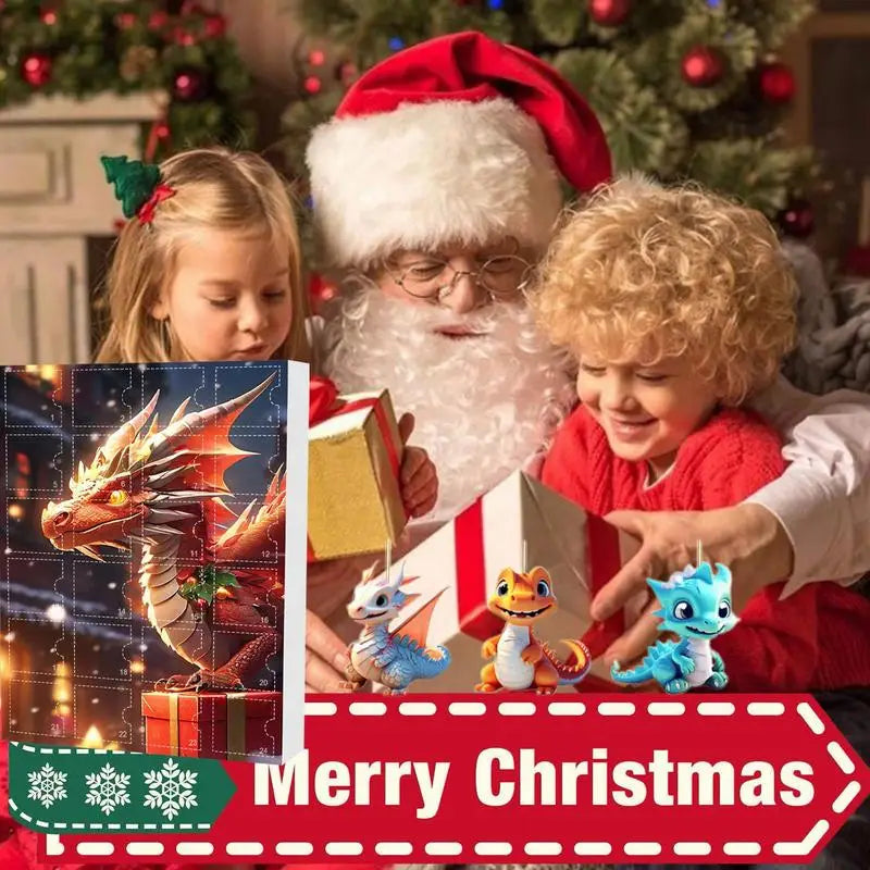 Advent Calendar Christmas Countdown Cute Acrylic Dinosaur Pendant Toy Christmas Tree Decoration Backpack Car Flat Pendants Gifts