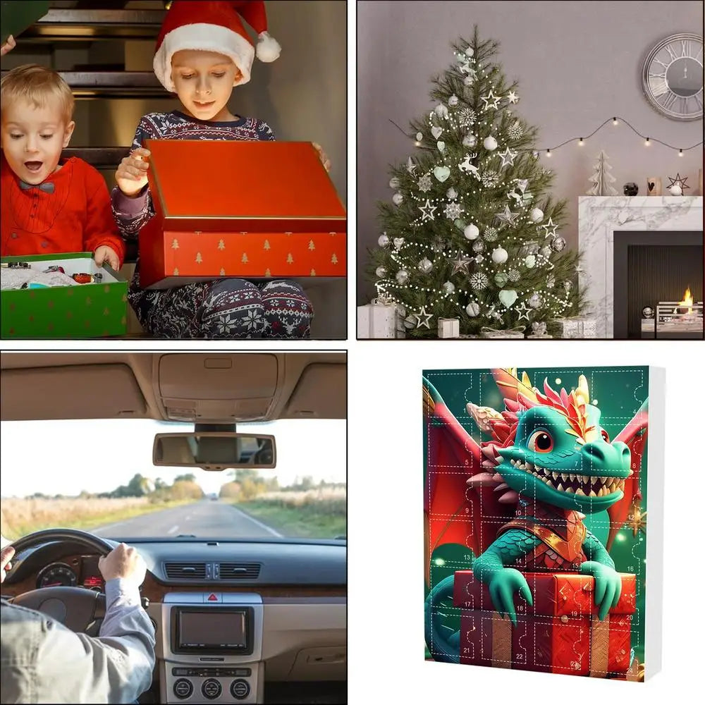 Advent Calendar Christmas Countdown Cute Acrylic Dinosaur Pendant Toy Christmas Tree Decoration Backpack Car Flat Pendants Gifts