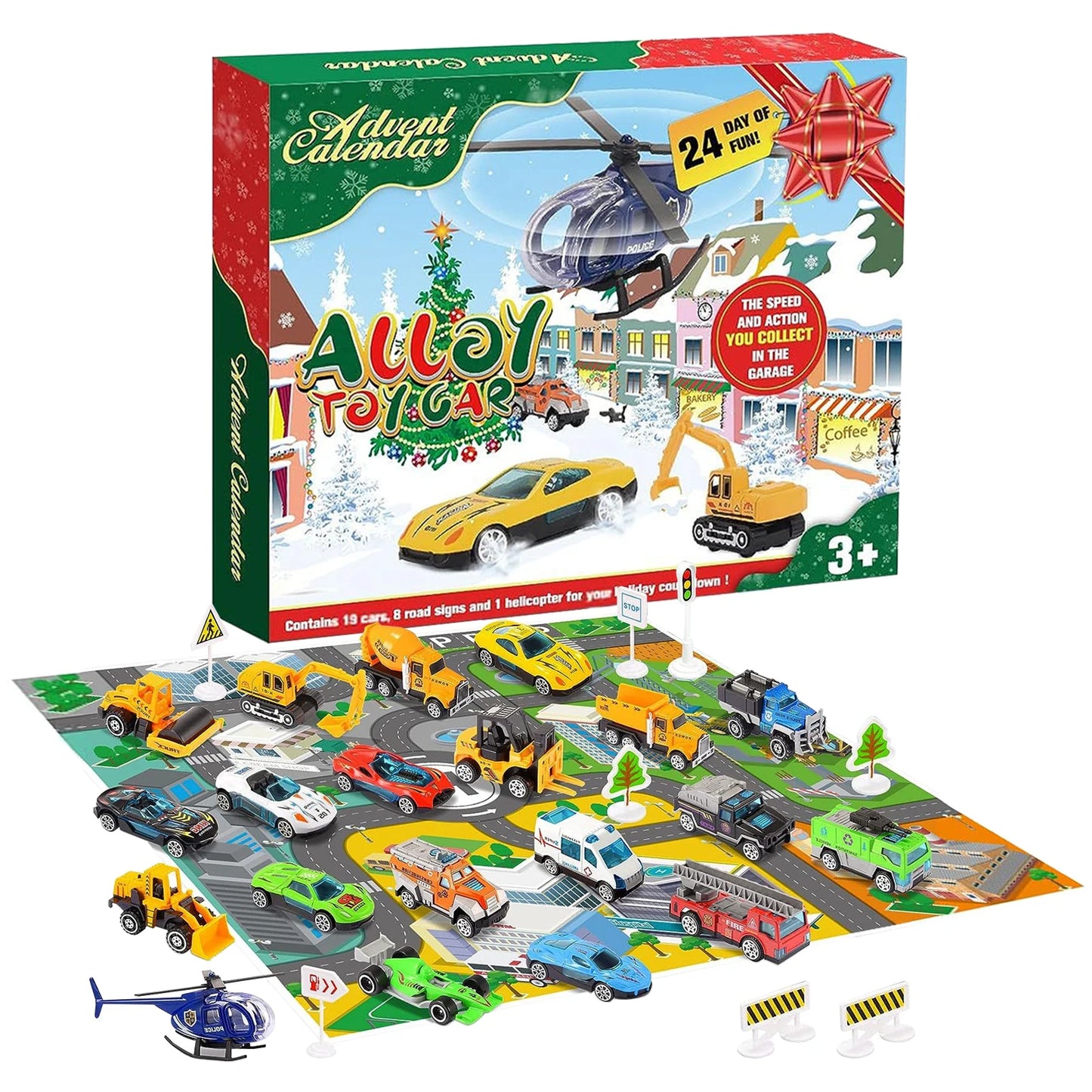 Boîte de calendrier de l'avent 24 jours, 24 pièces, Mini voiture , jouets, calendrier de compte à rebours de noël, cadeaux de noël pour garçons et filles