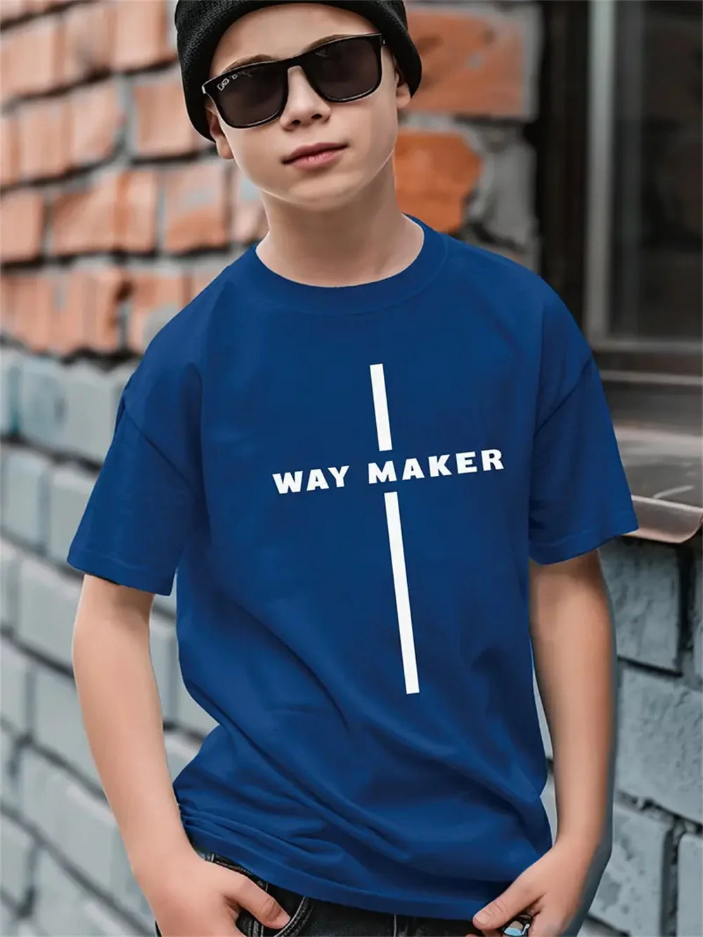 T-shirt manches courtes pour enfants, avec lettres simples imprimées en 3d, à la mode, pour garçons