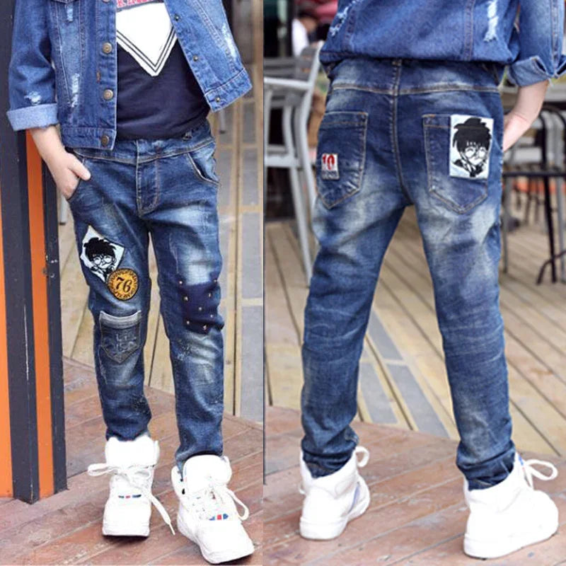 IENENS – pantalons en jean slim pour garçons, taille élastique, vêtements en Denim pour enfants de 4 à 13 ans, bas de sport