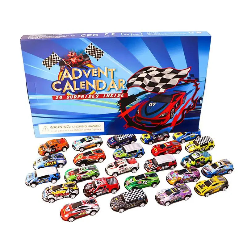 Boîte de calendrier de l'avent 24 jours, 24 pièces, Mini voiture , jouets, calendrier de compte à rebours de noël, cadeaux de noël pour garçons et filles