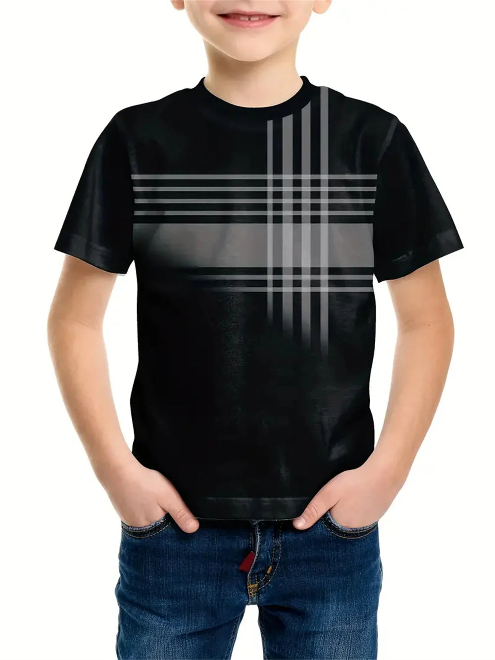 T-shirt manches courtes pour enfants, avec lettres simples imprimées en 3d, à la mode, pour garçons