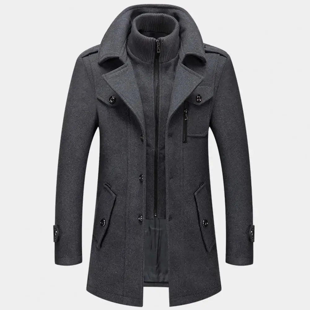 Manteau d'affaires en laine pour hommes, automne/hiver, veste Anti-froid à Double col à la mode, pardessus en laine