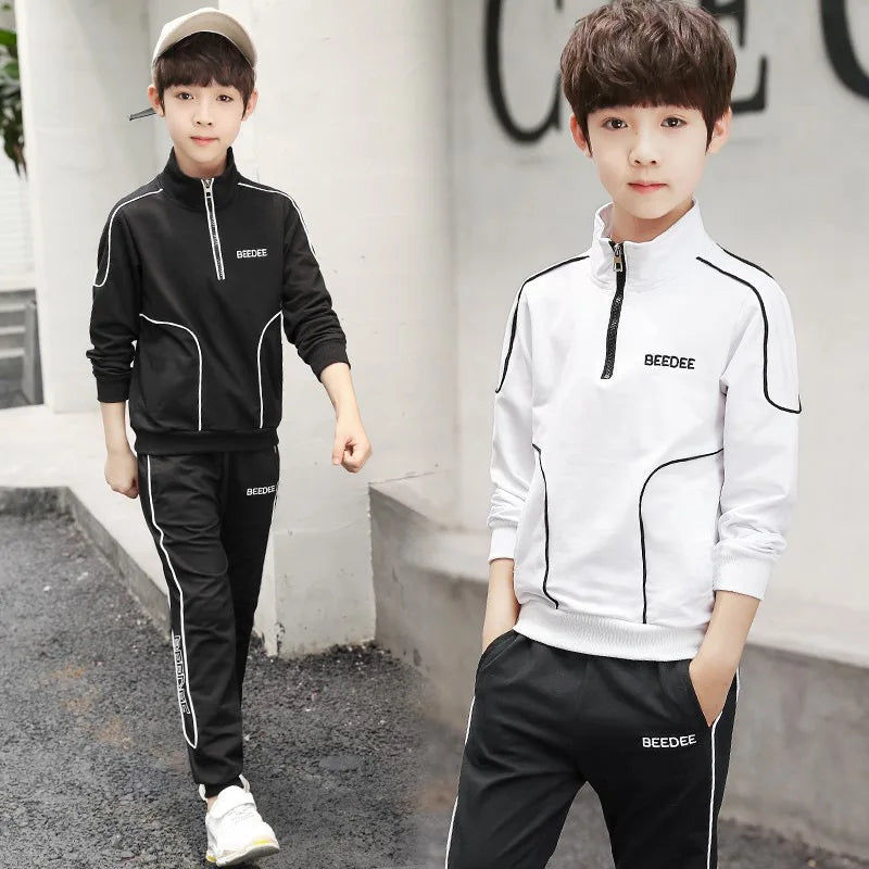 Ensemble de vêtements pour garçons et adolescents, 2 pièces, sweat-shirt et pantalon avec lettres, à la mode, survêtement pour enfants de 4-12 ans, printemps-automne