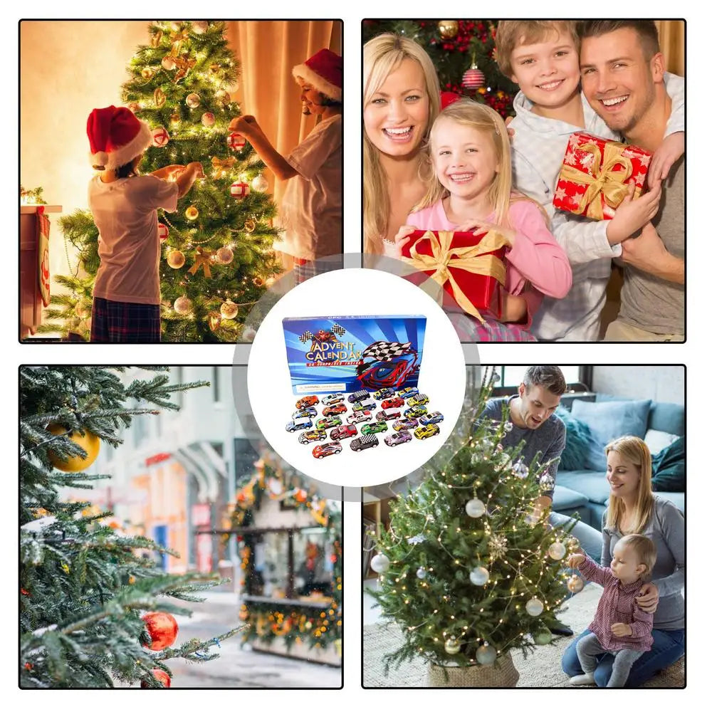 Boîte de calendrier de l'avent 24 jours, 24 pièces, Mini voiture , jouets, calendrier de compte à rebours de noël, cadeaux de noël pour garçons et filles