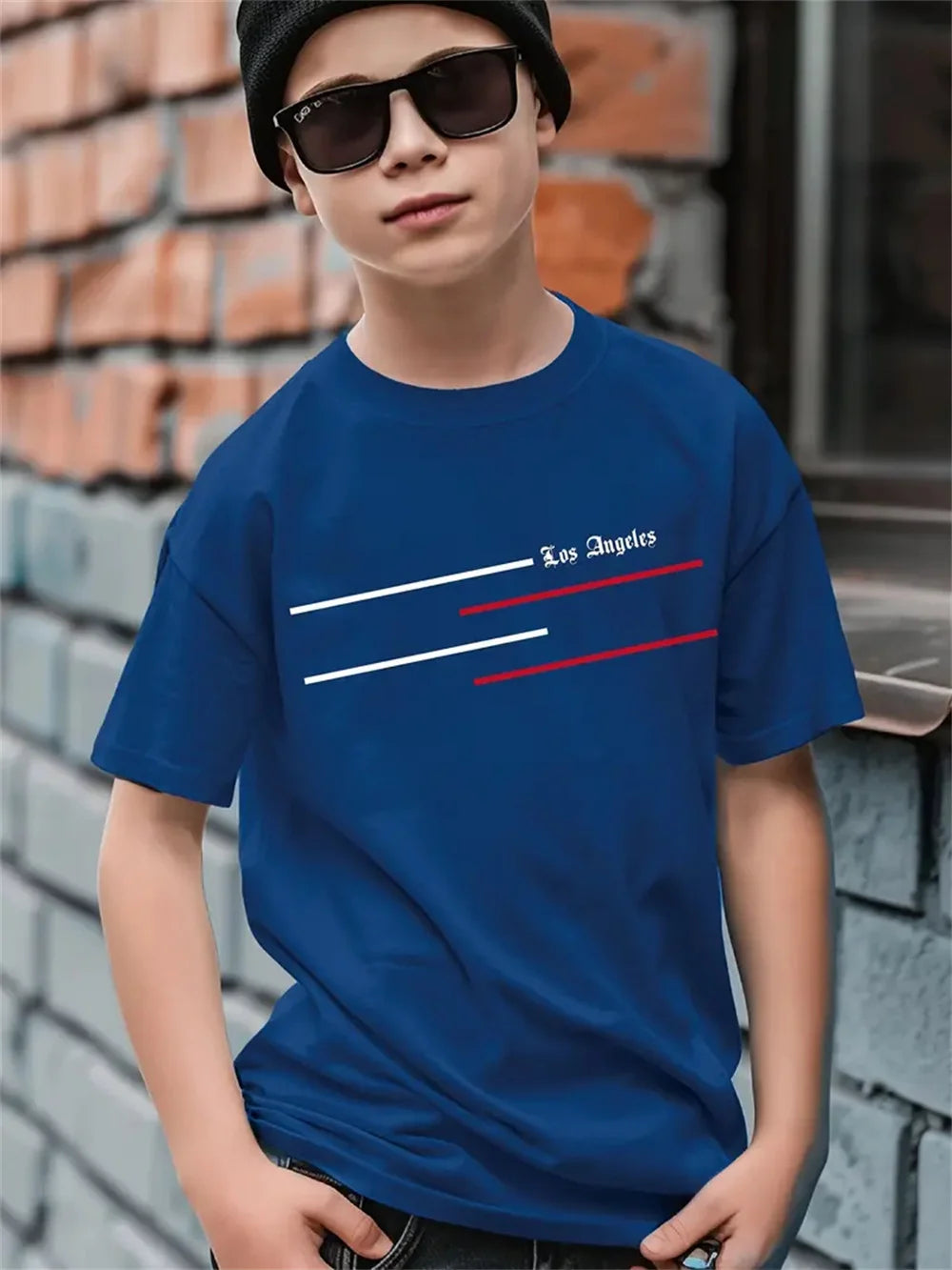 T-shirt manches courtes pour enfants, avec lettres simples imprimées en 3d, à la mode, pour garçons
