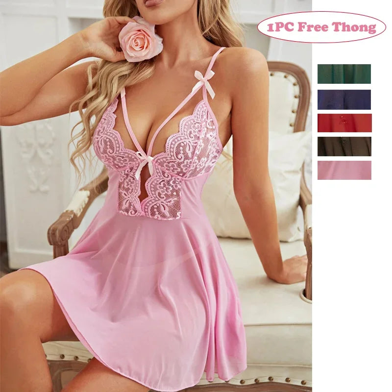 Vêtements de nuit femmes Lingerie Sexy dentelle bretelles chemise de nuit pyjamas nuisette robe de nuit chemise de nuit