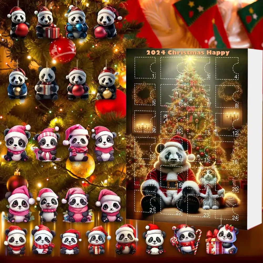2024 Christmas Advent Calendar, Toy Gift Box, Panda Ornament, Christmas Tree Decoration, Dachshund Ornaments for Holiday Party