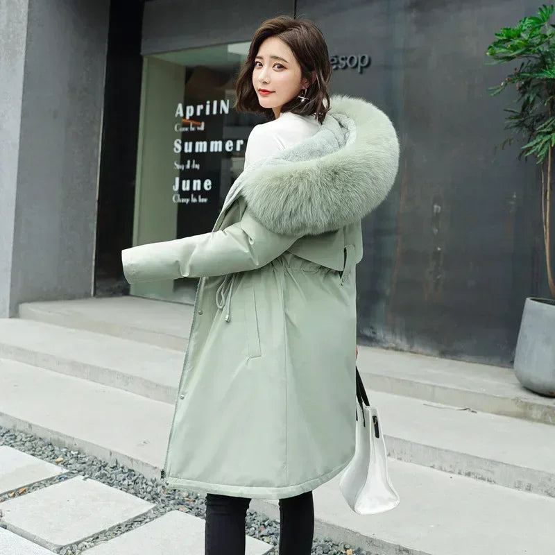 Épais chaud hiver Parkas manteau femmes veste d'hiver doublure de fourrure grande taille 6XL à capuche femme longue Parkas vêtements de neige vêtements rembourrés