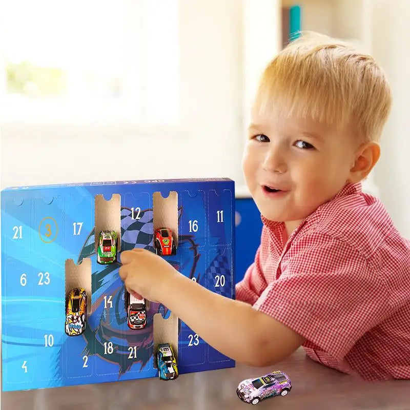 Boîte de calendrier de l'avent 24 jours, 24 pièces, Mini voiture , jouets, calendrier de compte à rebours de noël, cadeaux de noël pour garçons et filles
