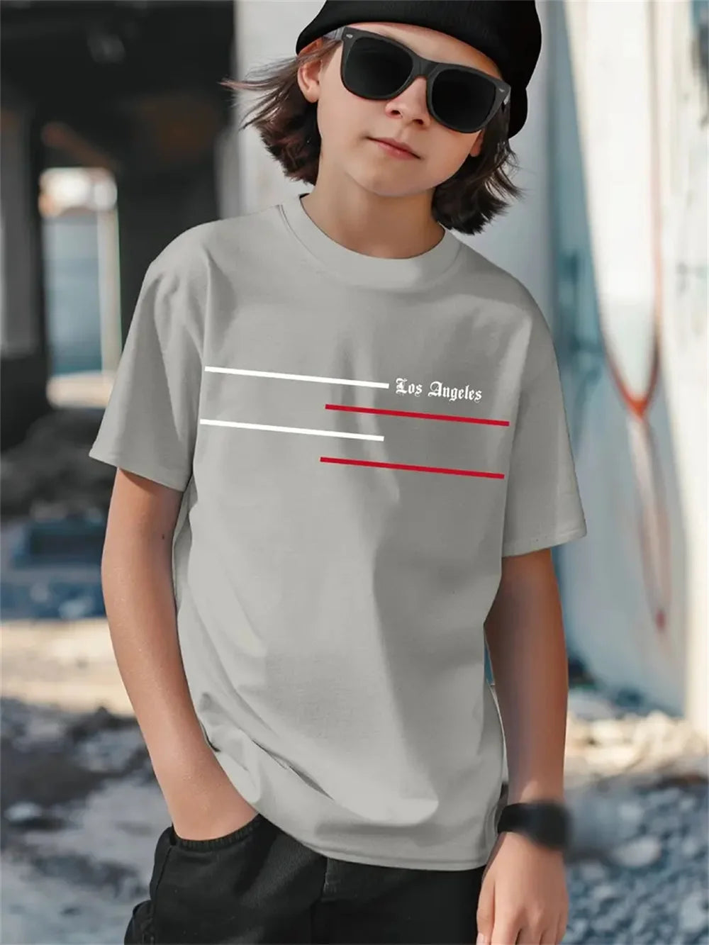 T-shirt manches courtes pour enfants, avec lettres simples imprimées en 3d, à la mode, pour garçons
