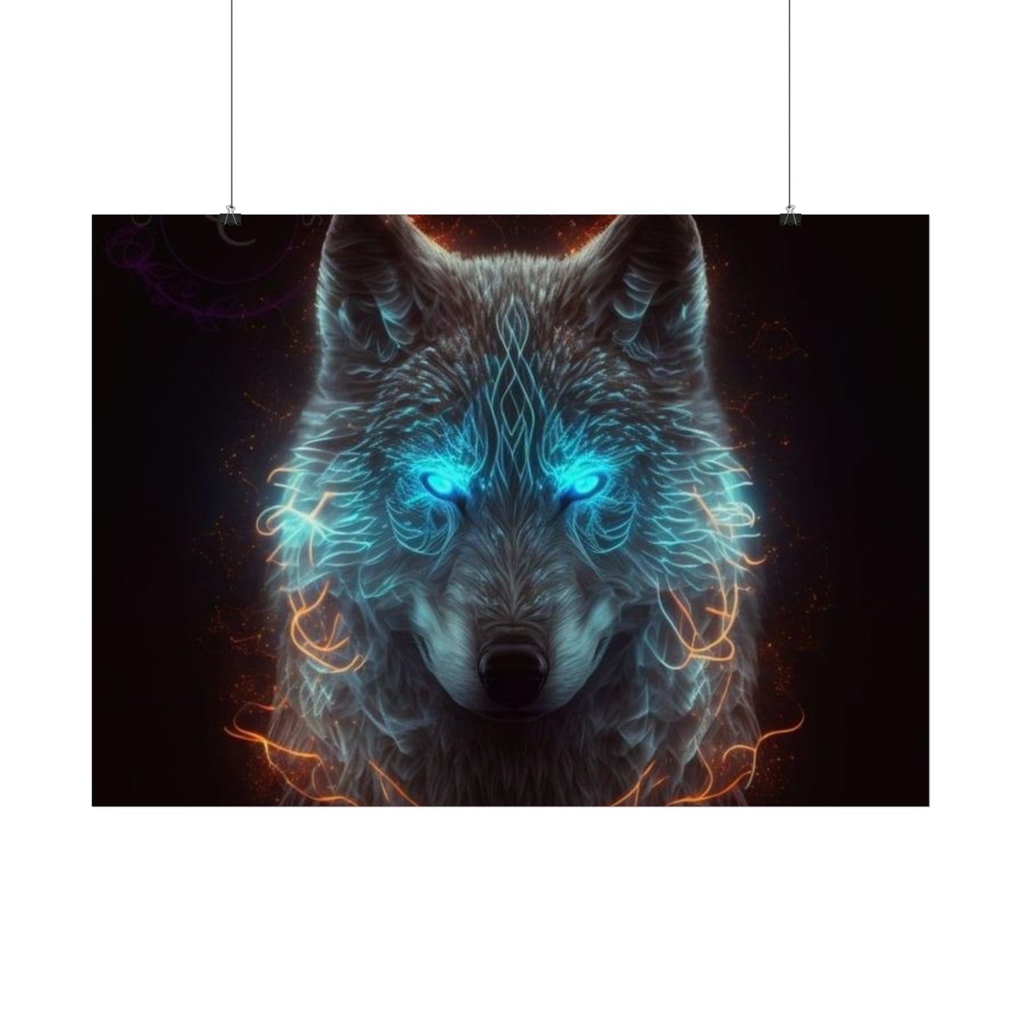 poster "loup feu yeux bleu"