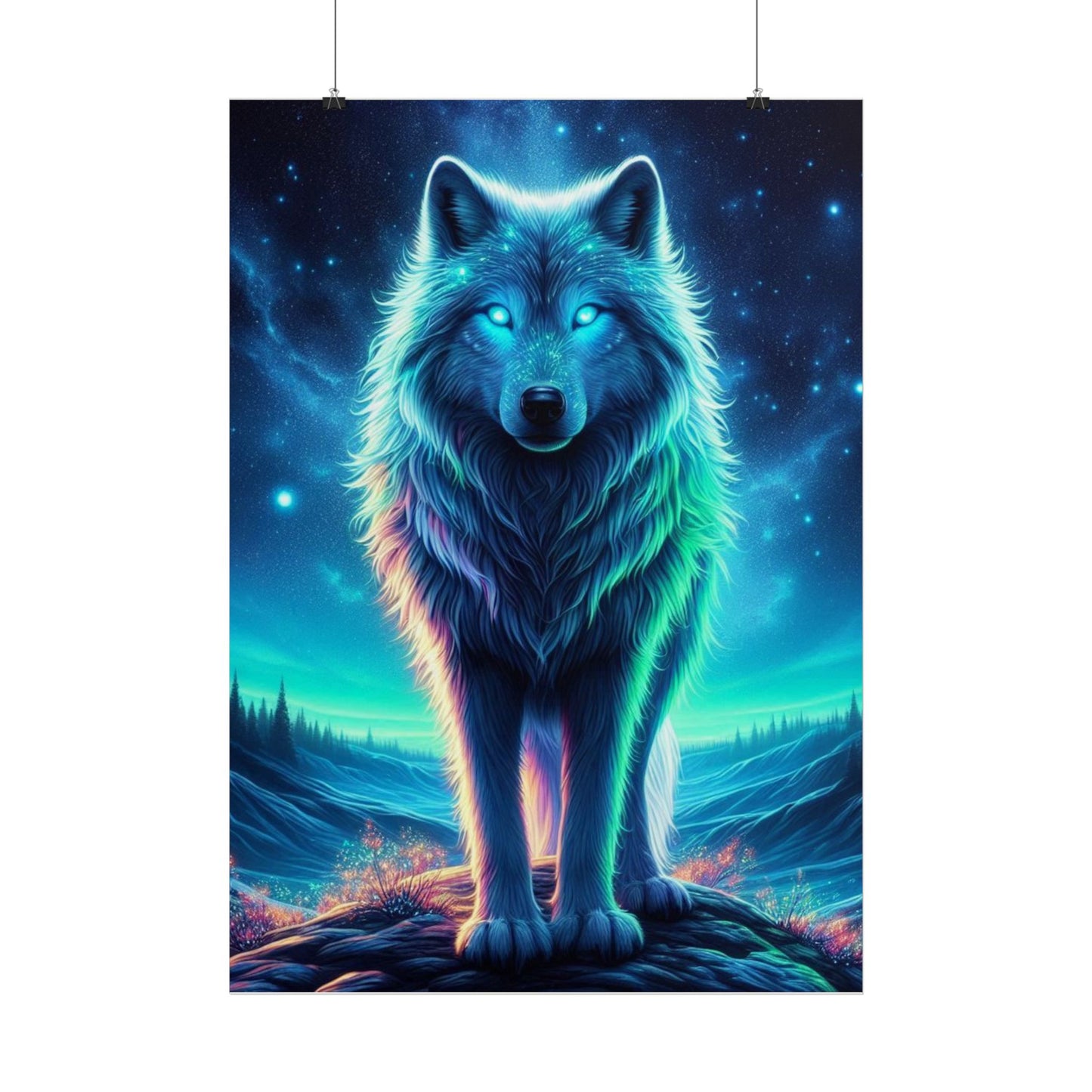 Poster „Blauer Wolf“