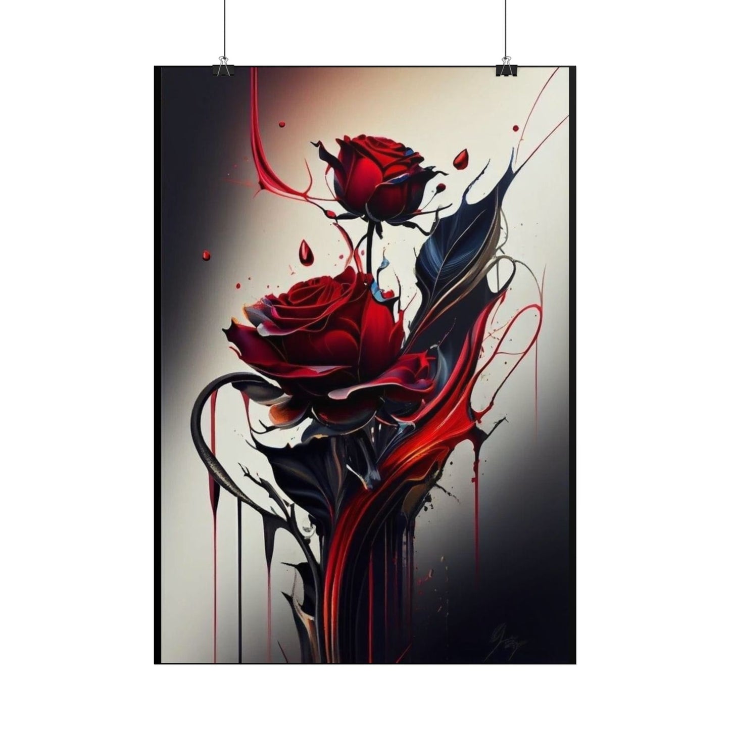 Künstlerische Poster mit roten Rosen