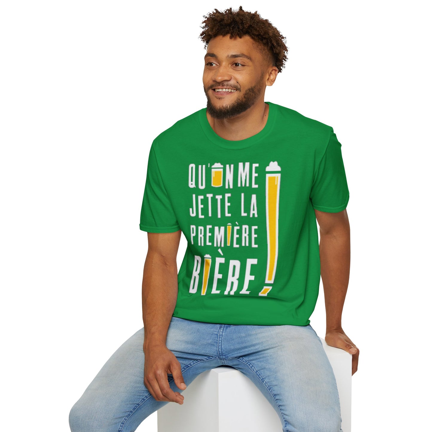 T-Shirt "qu'on me jette la première bière"