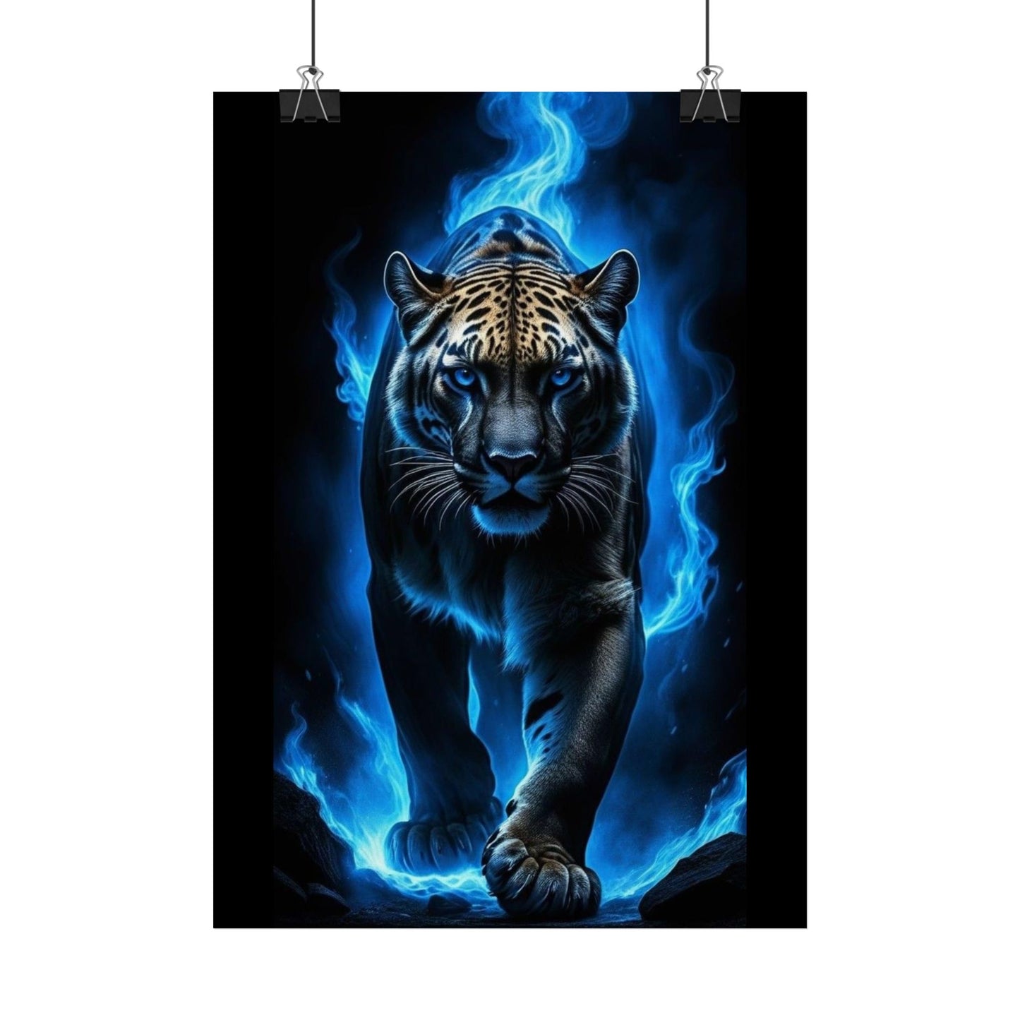 Posters "tigre flamme bleu"