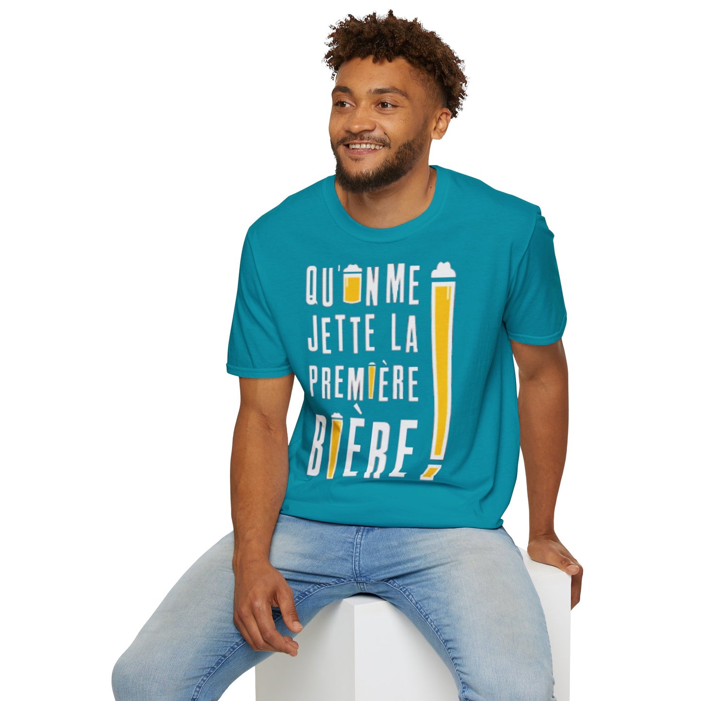 T-Shirt "qu'on me jette la première bière"