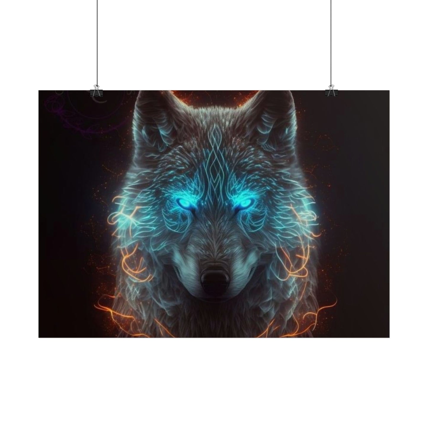 poster "loup feu yeux bleu"