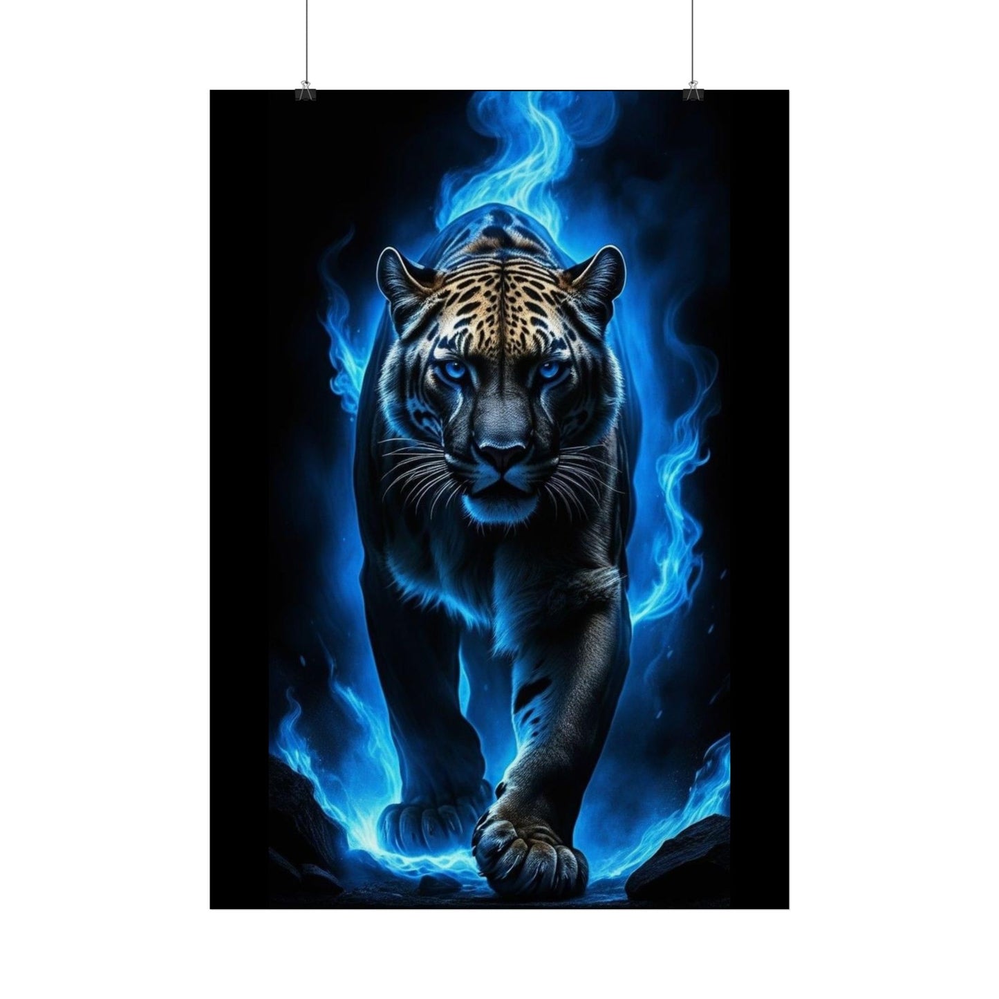 Posters "tigre flamme bleu"