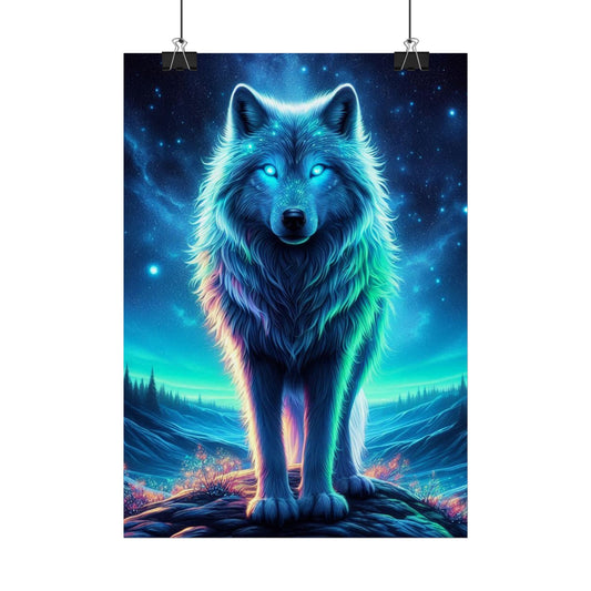 Poster „Blauer Wolf“