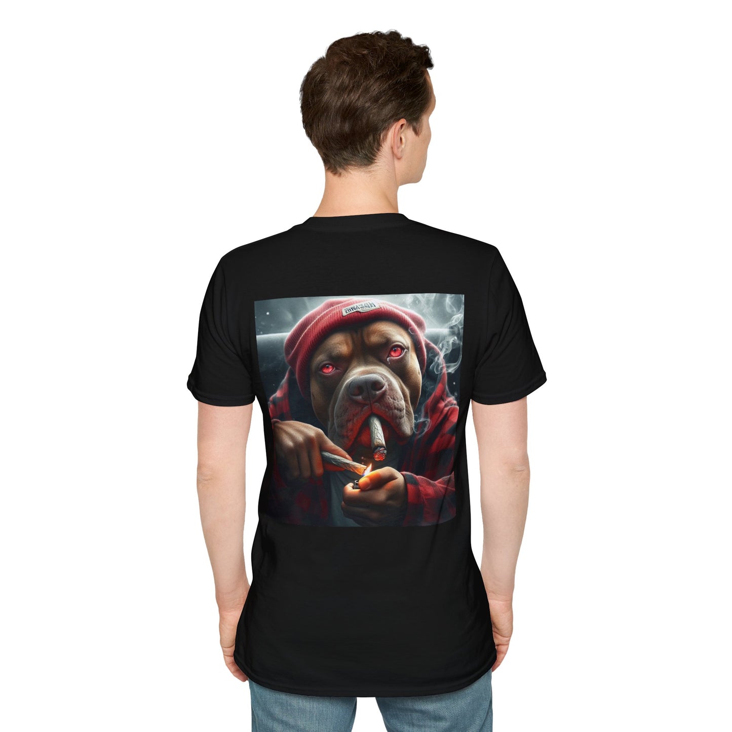 T-shirt chien qui fume bonnet rouge