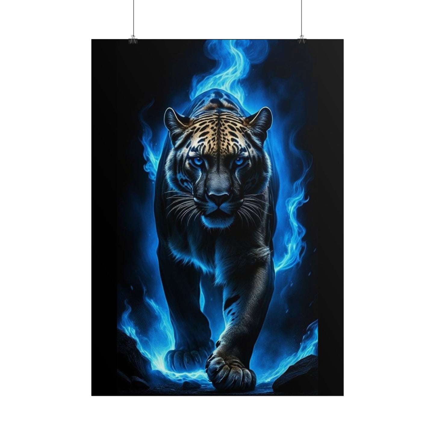 Posters "tigre flamme bleu"