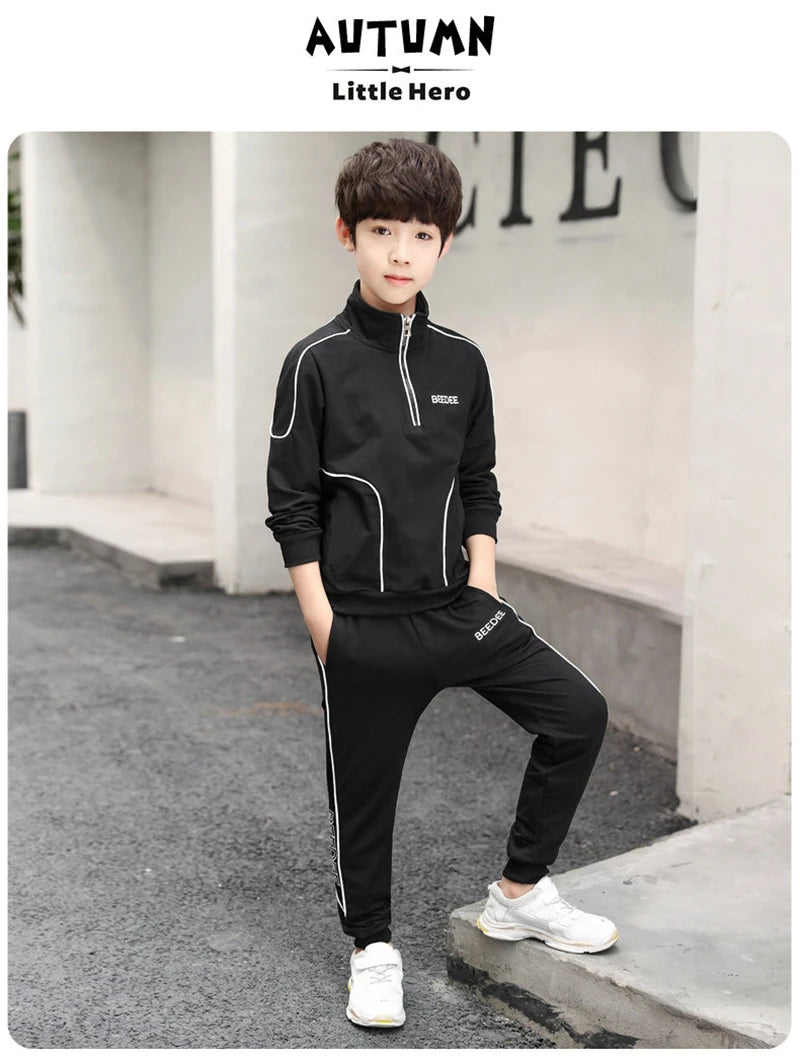Ensemble de vêtements pour garçons et adolescents, 2 pièces, sweat-shirt et pantalon avec lettres, à la mode, survêtement pour enfants de 4-12 ans, printemps-automne