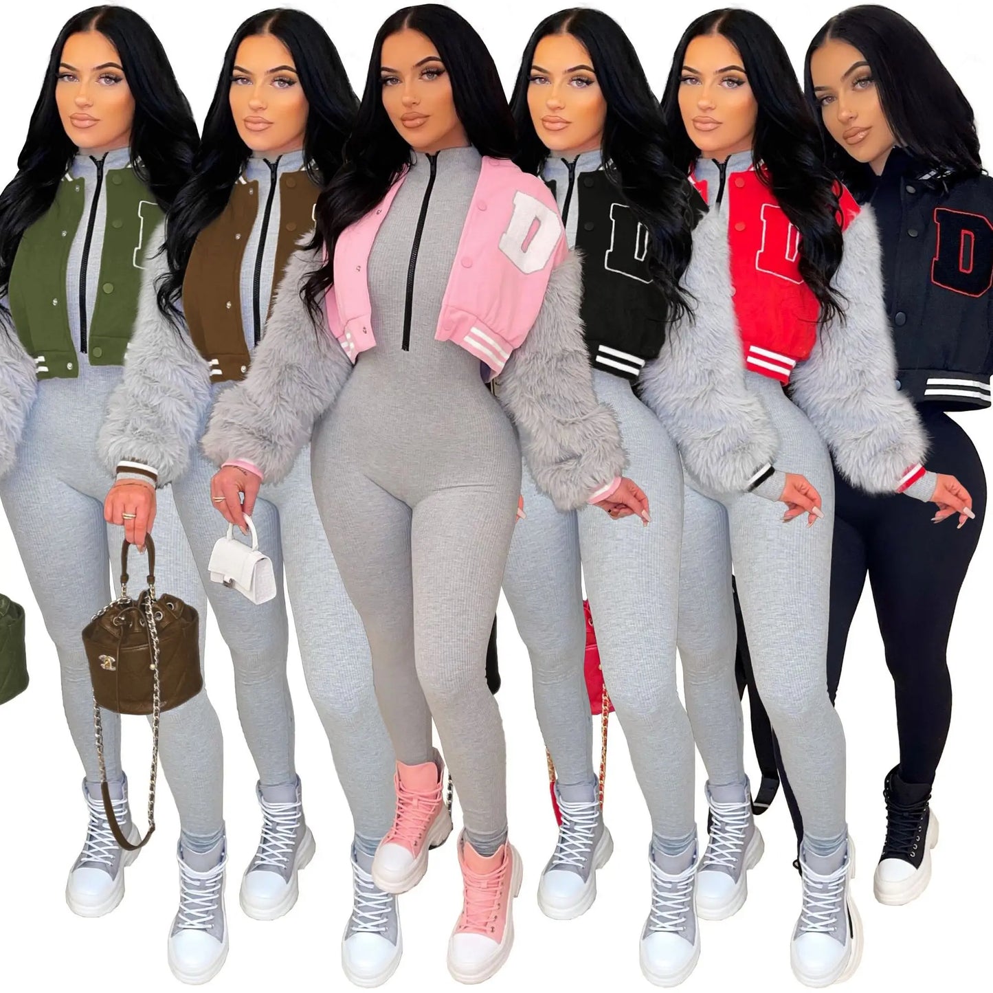 Veste de Baseball à manches longues pour femmes,  Patchwork de lettres, pour le sport, Streetwear, manteaux d'hiver et de printemps